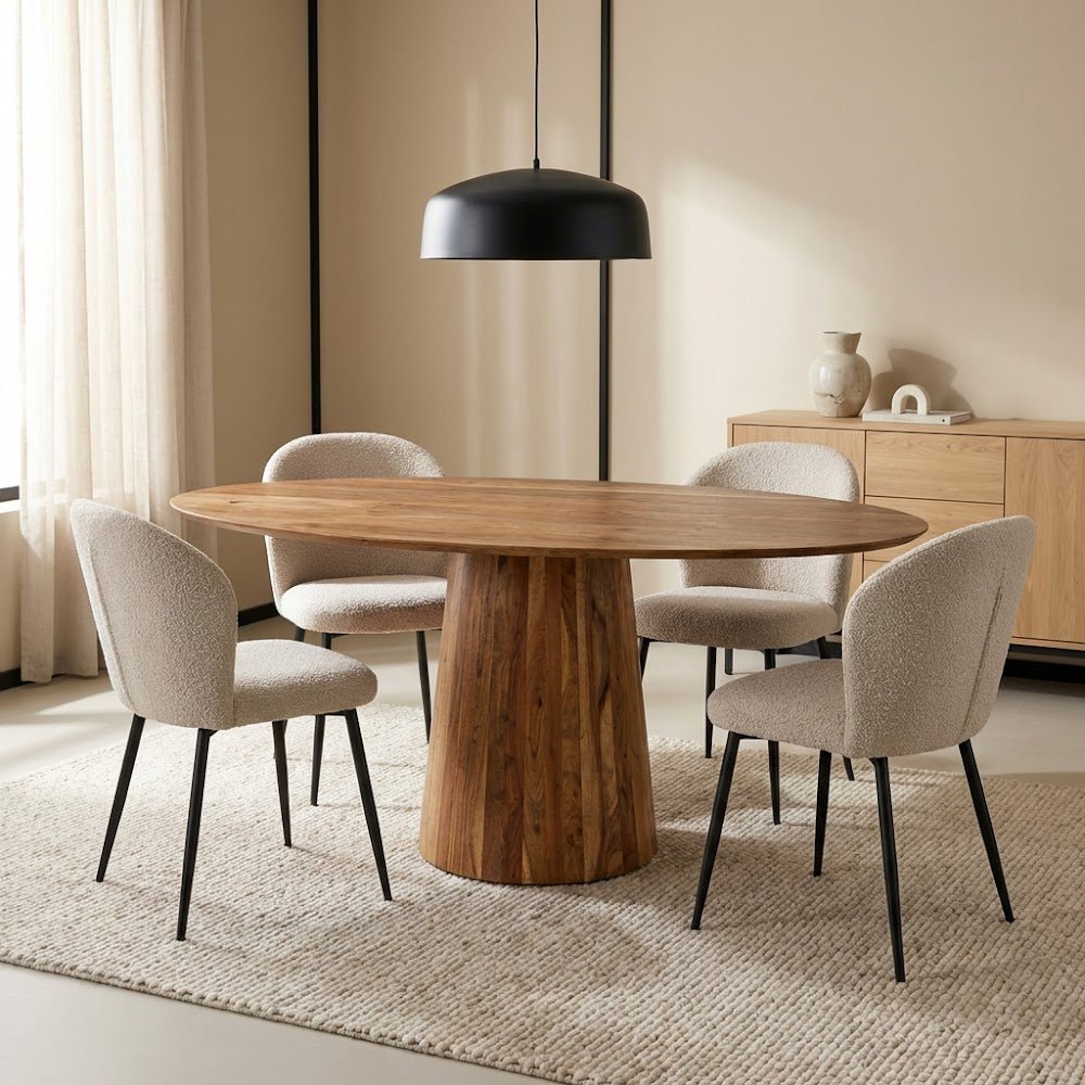 Oval spisebord Amelia Acaciahout o-ben