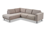 Banken - Moderne 3 - zits Hoekbank Rechts Taupe Stof Aniko met Lounger 240x197x78 cm - Dimehouse