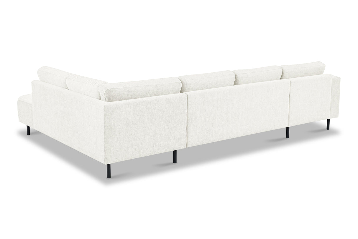 Moderne U-Bank Hoekbank Rechts Beige Stof Aniko 310x197x78 cm