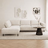 Banken - Moderne 3 - zits Hoekbank Links Beige Stof Aniko met Lounger 240x197x78 cm - Dimehouse