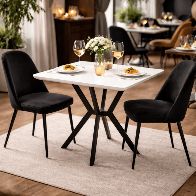 Bistrotafels - Bistro eettafel wit marmerlook melamine - 70x70 cm - Elmo - Dimehouse