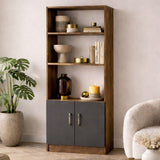 Reol Aventur Valnød Antracit Melamin 63,6x140x37,6 cm
