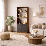 Reol Aventur Valnød Antracit Melamin 63,6x140x37,6 cm