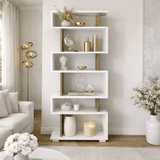 Design reol hvid med valnød melamin Blok 60x165x19,5 cm