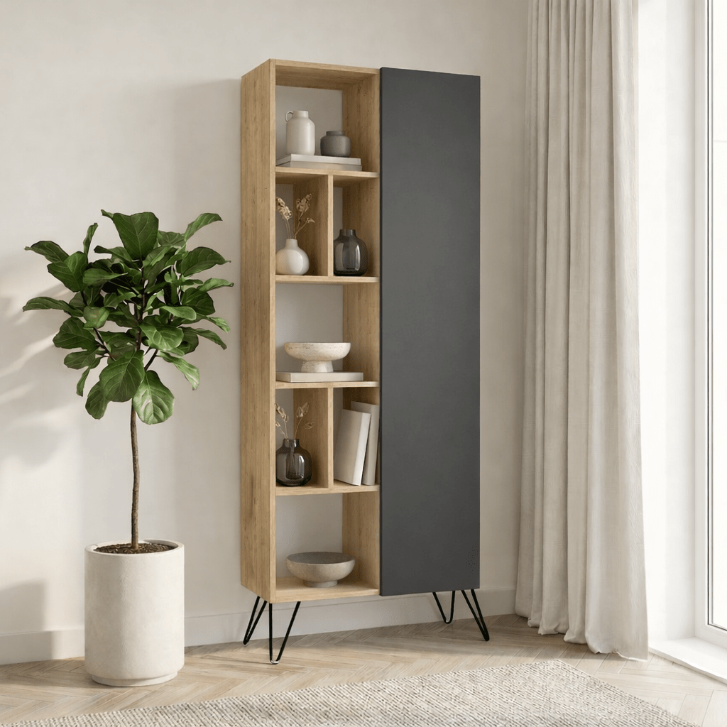 Reol Jedda Eg Antracit Melamin 79x190x32 cm
