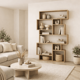 Asymmetrisk reol eg look melamin Karmato 96x168,5x25,5 cm
