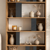 Asymmetrisk reol antracit valnød melamin Lima 90x180x20 cm