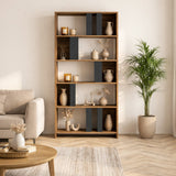 Asymmetrisk reol antracit valnød melamin Lima 90x180x20 cm
