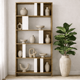 Asymmetrisk reol hvid valnød melamin Lima 90x180x20 cm