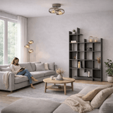 Boekenkasten - Boekenkast antraciet melamine Manco 122x188x25,5 cm - Dimehouse