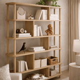 Boekenkasten - Japandi boekenkast dennenhout melamine Meta 120x168,5x28 cm - Dimehouse