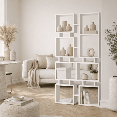 Boekenkasten - Boekenkast Rail Wit Melamine 79x166,5x24 cm - Dimehouse