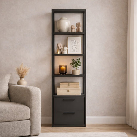 Boekenkast Robbins Black Zwart Antraciet Melamine 39x160x39 cm