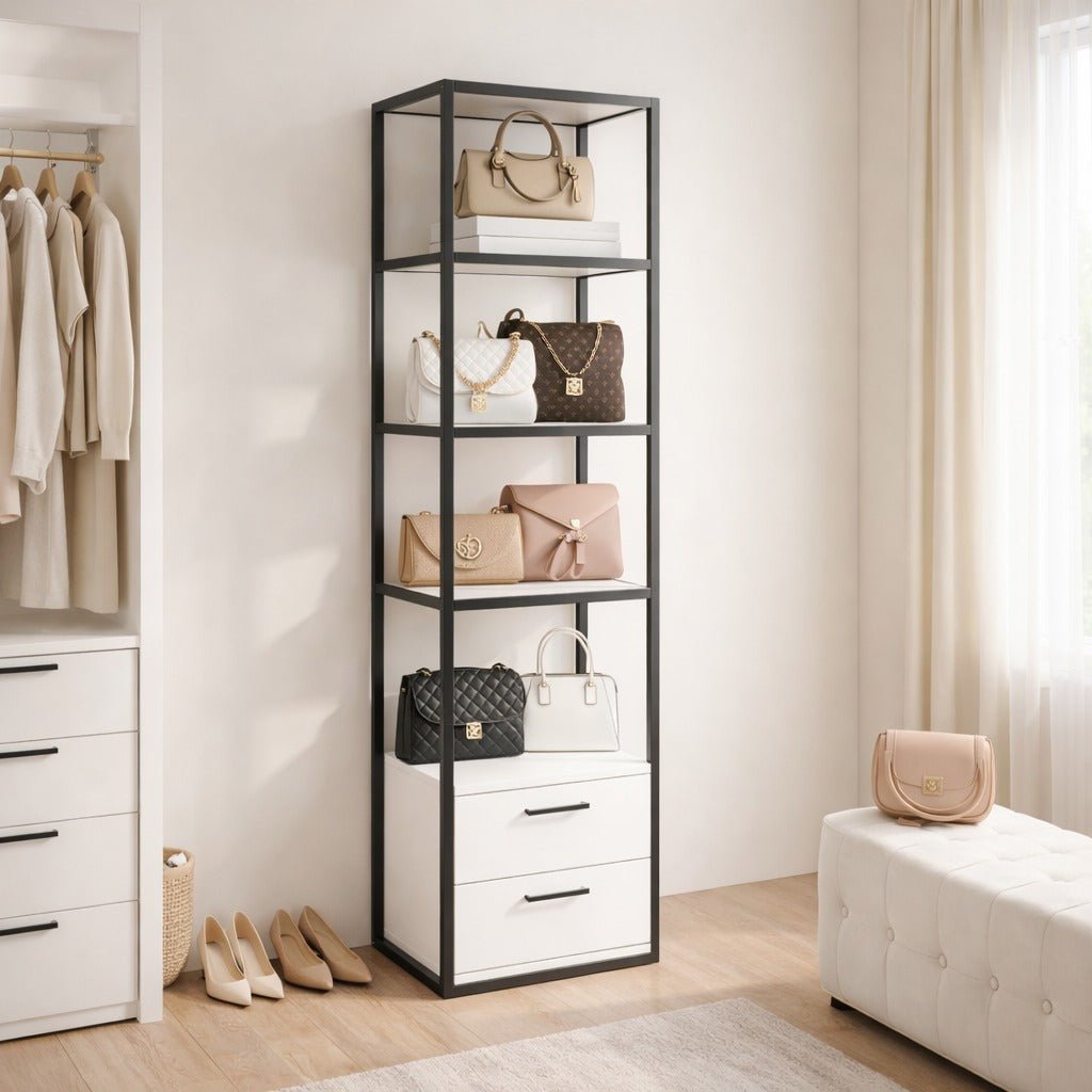 Boekenkasten - Boekenkast Robbins Black Zwart Wit Melamine 39x160x39 cm - Dimehouse