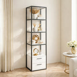 Boekenkasten - Boekenkast Robbins Black Zwart Wit Melamine 39x160x39 cm - Dimehouse
