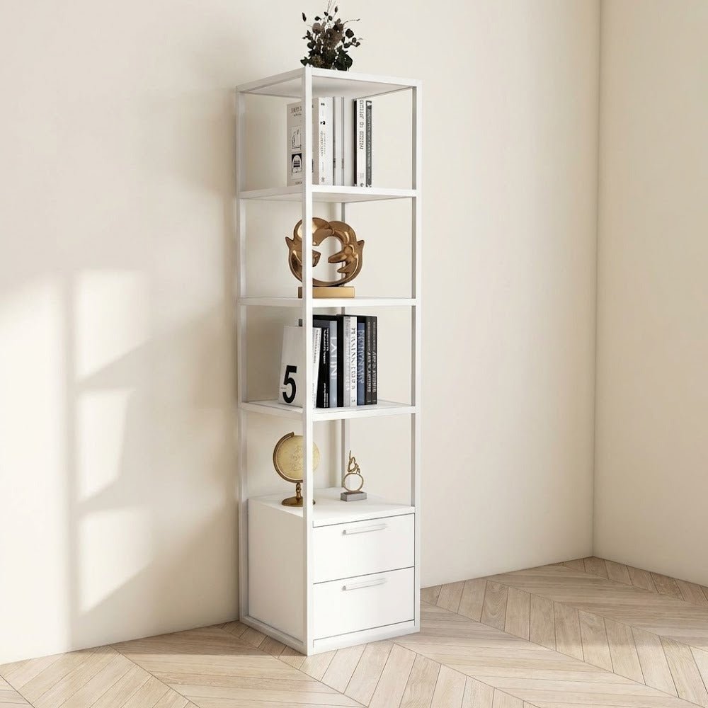 Boekenkasten - Boekenkast Robbins White Wit Melamine 39x160x39 cm - Dimehouse