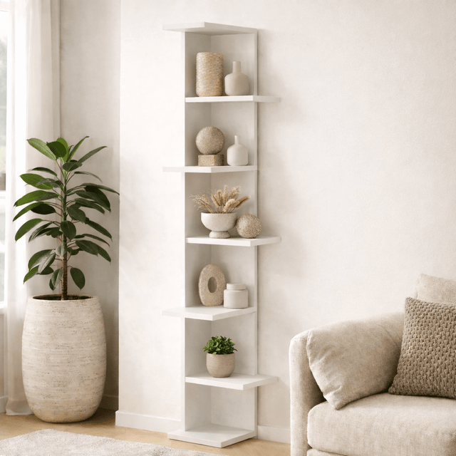 Boekenkasten - Boekenkast Saso Wit Melamine 37x141x24 cm - Dimehouse