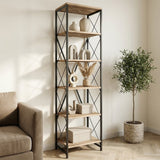 Reol Suadiye Atlantic Pine Black Melamin 50x180x30 cm