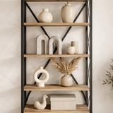Reol Suadiye Atlantic Pine Black Melamin 50x180x30 cm