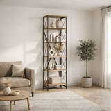 Reol Suadiye Atlantic Pine Black Melamin 50x180x30 cm