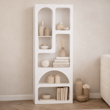 Reol med organiske former hvid melamin Nolen 60x150x32 cm