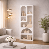 Reol med organiske former hvid melamin Nolen 60x150x32 cm