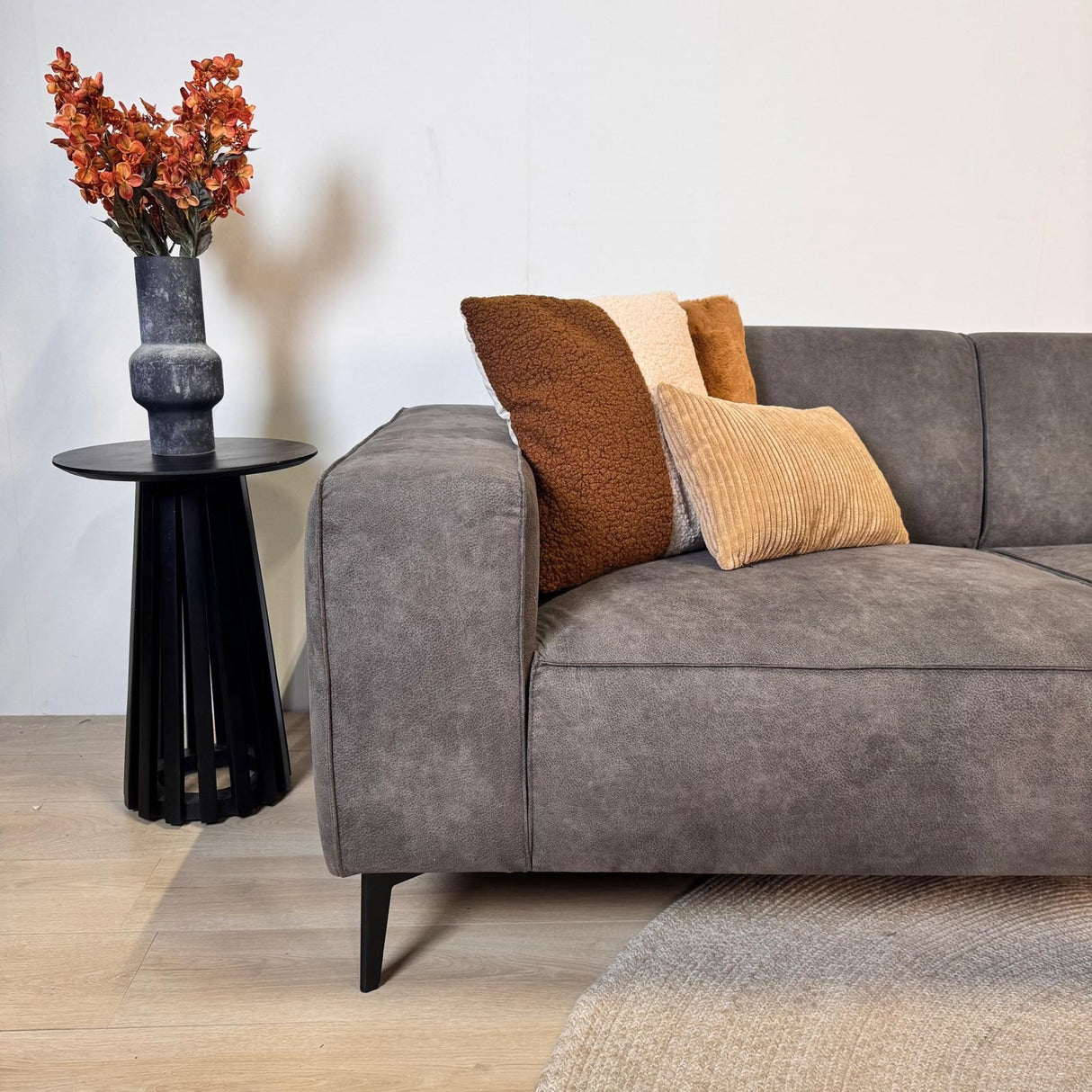 Industriel hjørnesofa Brisbane eco-læder antracit - højre 