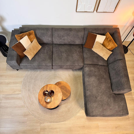 Industrial Corner Sofa Brisbane Anthracite Right Leather