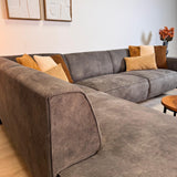 Industriel hjørnesofa Brisbane i øko-læder antracit - venstre 