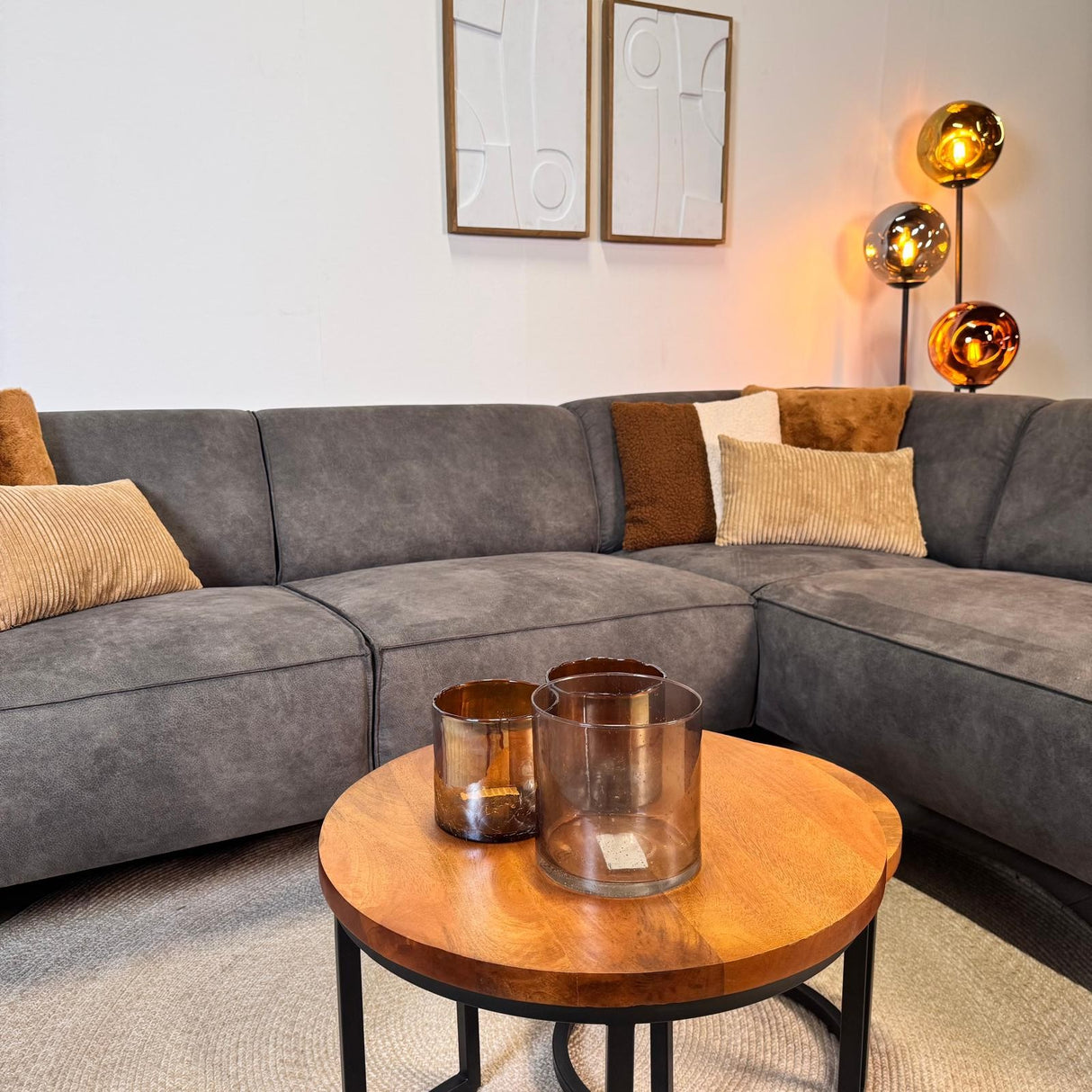 Industriel hjørnesofa Brisbane eco-læder antracit - højre 