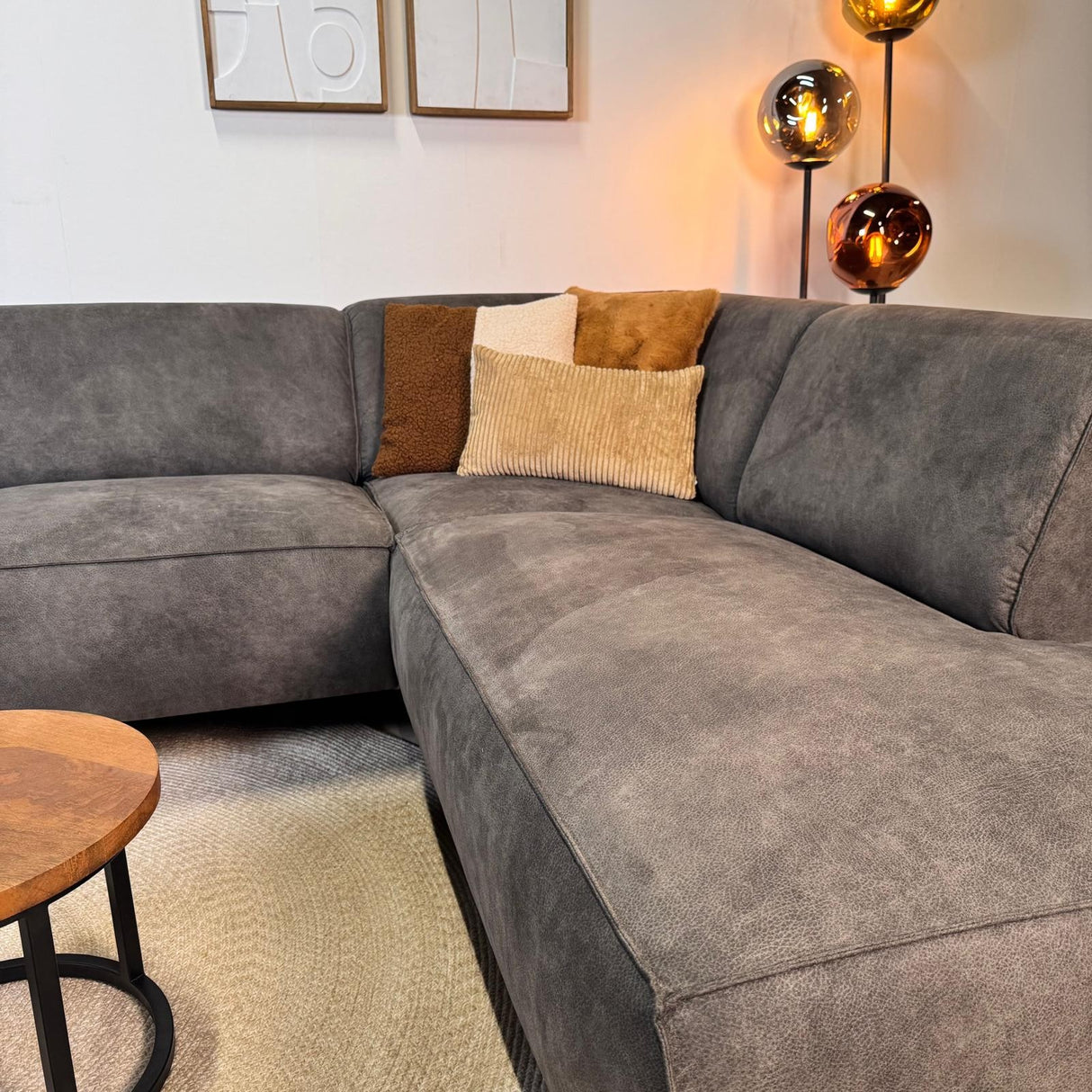 Industriel hjørnesofa Brisbane eco-læder antracit - højre 