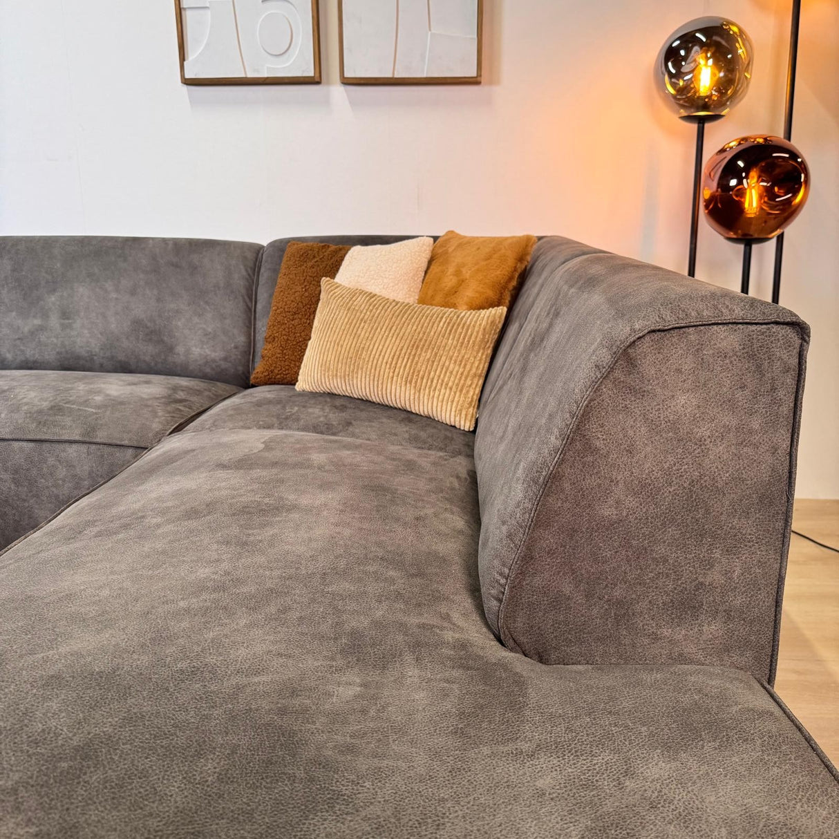 Industriel hjørnesofa Brisbane eco-læder antracit - højre 