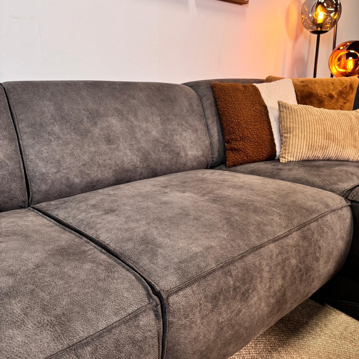 Industriel hjørnesofa Brisbane eco-læder antracit - højre 
