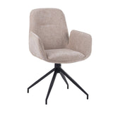 Drejelig spisestuestol Nela Chenille Beige - Med armlæn