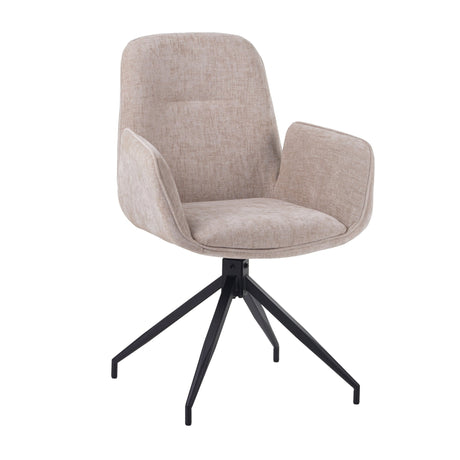 Drejelig spisestuestol Nela Chenille Beige - Med armlæn