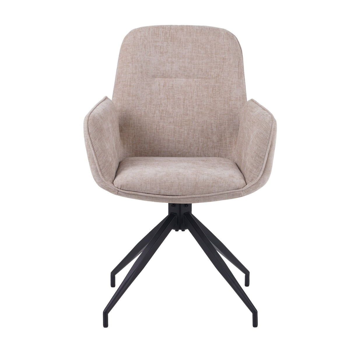 Drejelig spisestuestol Nela Chenille Beige - Med armlæn