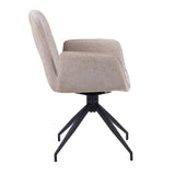 Drejelig spisestuestol Nela Chenille Beige - Med armlæn