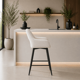 Barkrukken - Draaibare Barkruk Beige Stof Skye - Zithoogte 67 cm - Met Armleuningen - Dimehouse