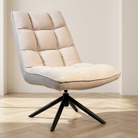 Drejelig lænestol Yuki Beige Bouclé 360° drejeligt stemningsbillede i et moderne interiør