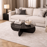 Salontafels - Ronde salontafel Aris zwart melamine en rookglas 75 cm - Dimehouse