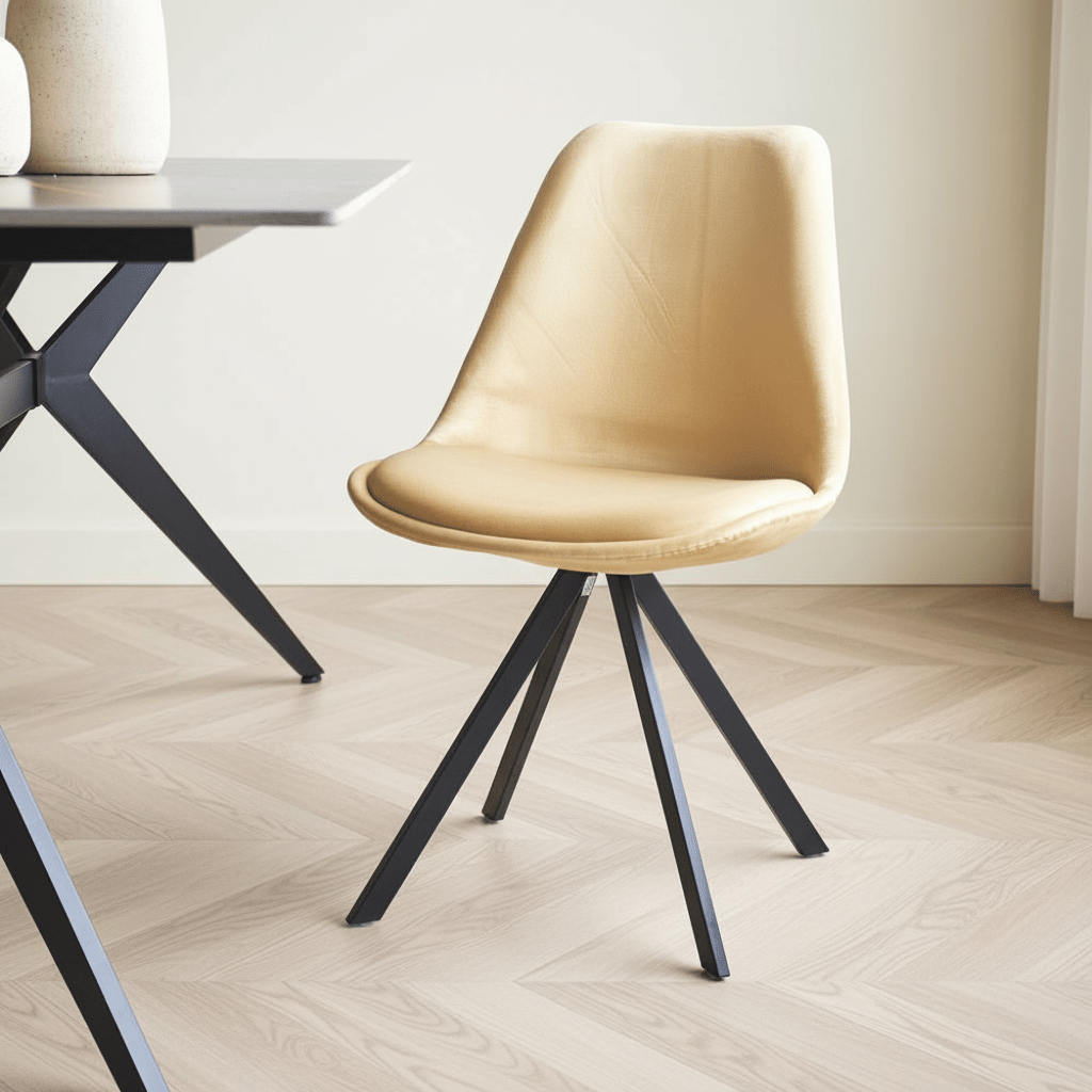 Spisestuestol Jace Velvet Beige - Uden Armlæn