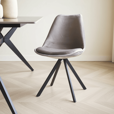 Spisestuestol Jace Velvet Grey - Uden Armlæn