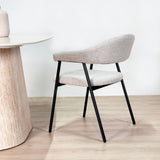 Spisestuestol Sæt af 4 Bouclé Beige Lisa - Sort Ramme 