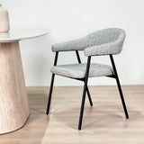 Spisestuestol Sæt af 4 Bouclé Beige Lisa - Sort Ramme 