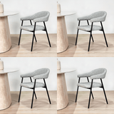 Spisestuestol Sæt af 4 Bouclé Beige Lisa - Sort Ramme 