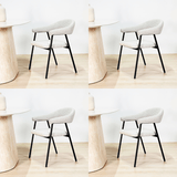 Spisestuestol Sæt af 4 Bouclé Beige Lisa - Sort Ramme 