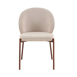 Eetkamerstoelen-Eetkamerstoel bouclé zandkleur Jiro - walnootlook frame - Japandi-Dimehouse