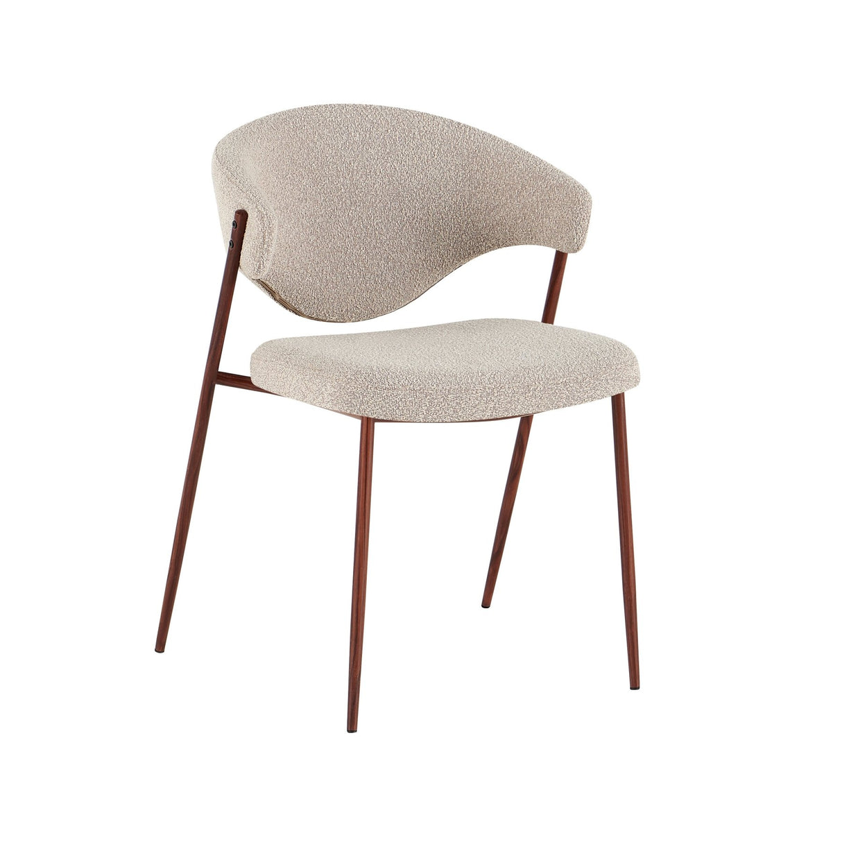 Eetkamerstoelen-Eetkamerstoel bouclé zandkleur Kaito - walnootlook frame - Japandi-Dimehouse