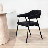 Spisestuestol Sæt af 4 Bouclé Beige Lisa - Sort Ramme 