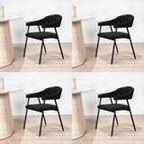 Spisestuestol Sæt af 4 Bouclé Beige Lisa - Sort Ramme 